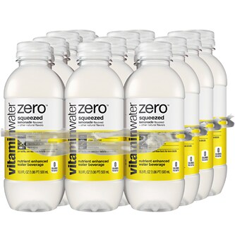 vitaminwater zero nutrient enhanced water beverage, squeezed (lemonade), Plastic Bottles