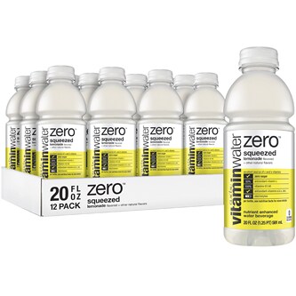 vitaminwater zero nutrient enhanced water beverage, squeezed (lemonade), Plastic Bottles