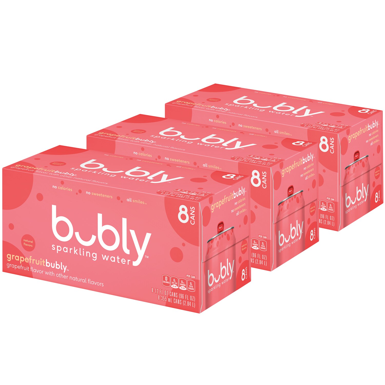 Bubly Sparkling Water, Grapefruit, Cans