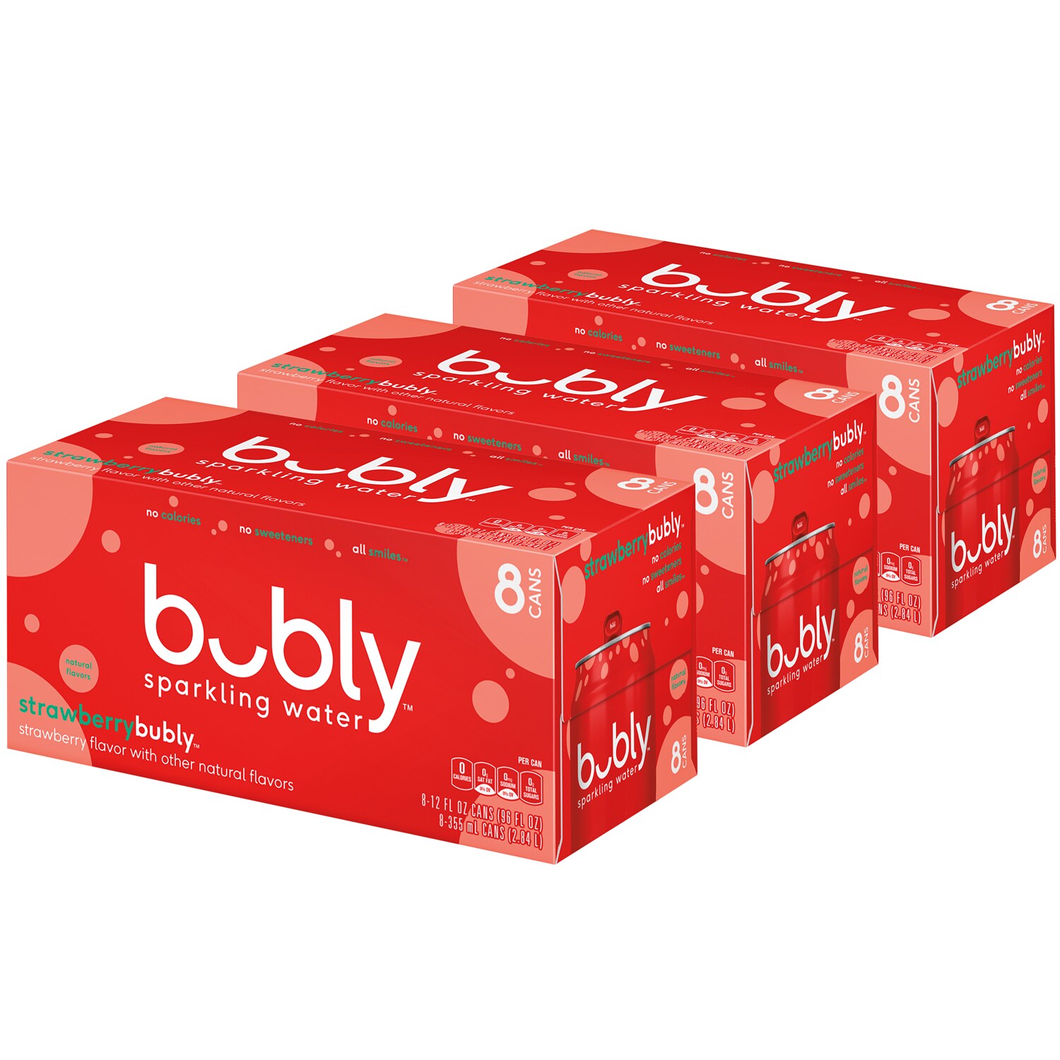 Bubly Sparkling Water, Strawberry, Cans