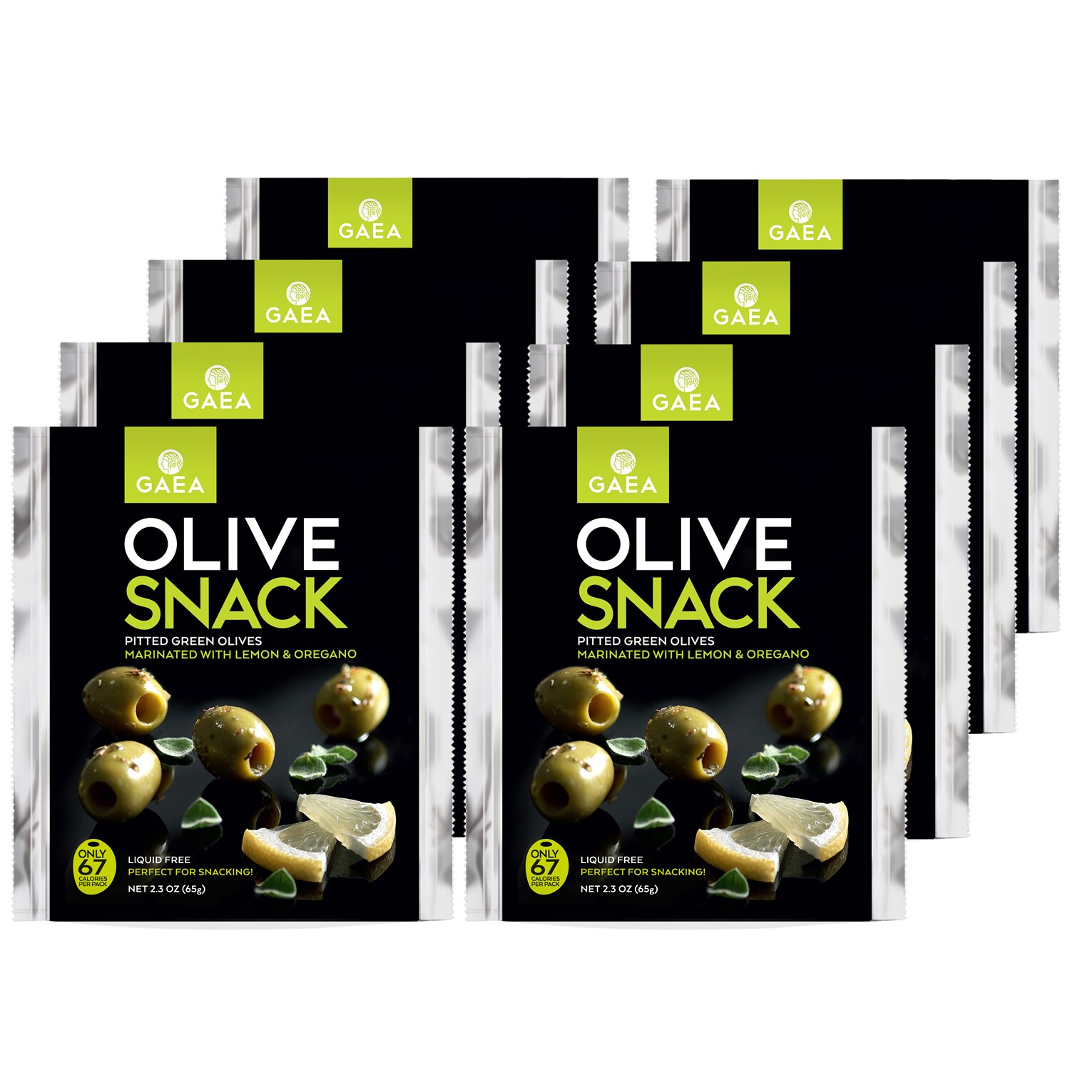 GAEA Olive Snack, Green Pitted Olives with Lemon & Oregano