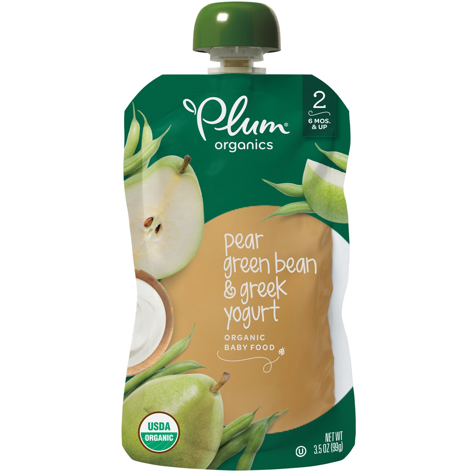 Plum Organics Stage 2 Organic Baby Food, Pear, Green Bean & Greek Yogurt