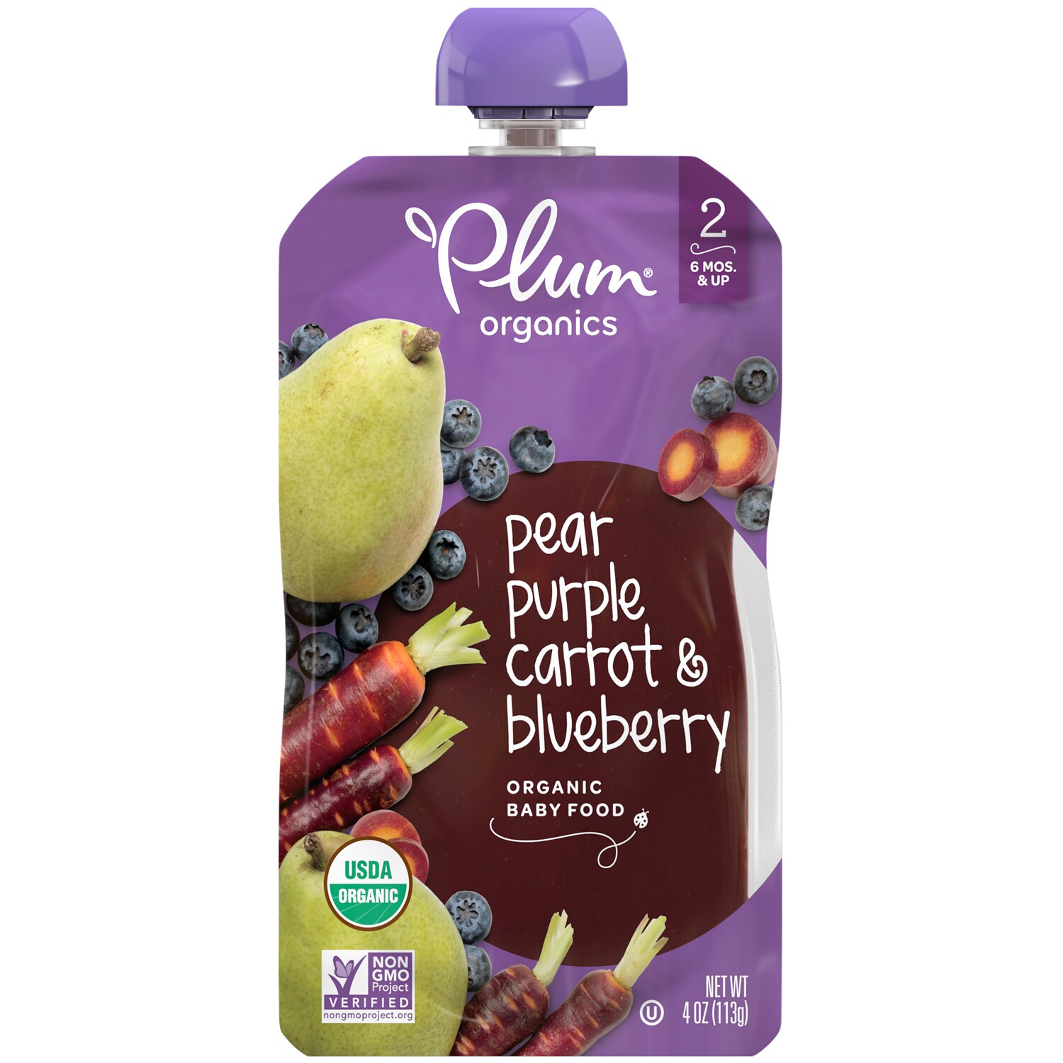 Plum Organics Stage 2 Organic Baby Food, Pear, Purple Carrot, & Blueberry