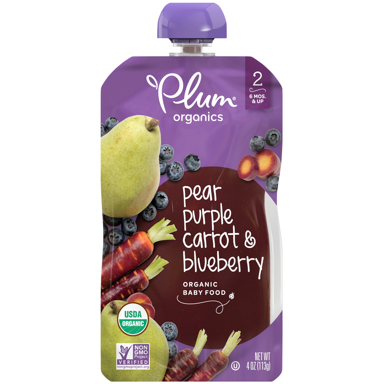 Plum Organics Stage 2 Organic Baby Food, Pear, Purple Carrot, & Blueberry