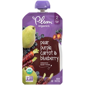 Plum Organics Stage 2 Organic Baby Food, Pear, Purple Carrot, & Blueberry