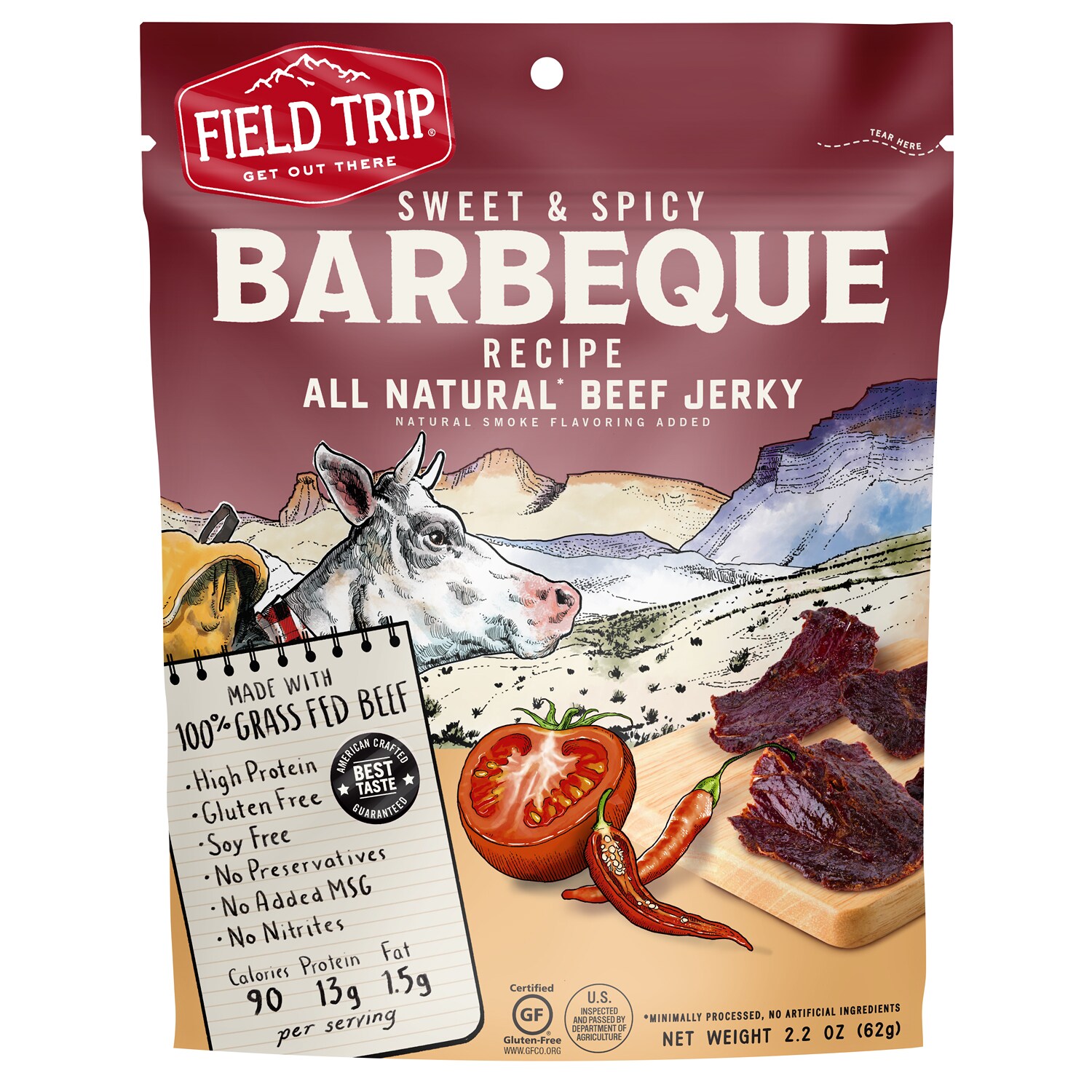 Field Trip All Natural Grass-Fed Beef Jerky, Sweet and Spicy