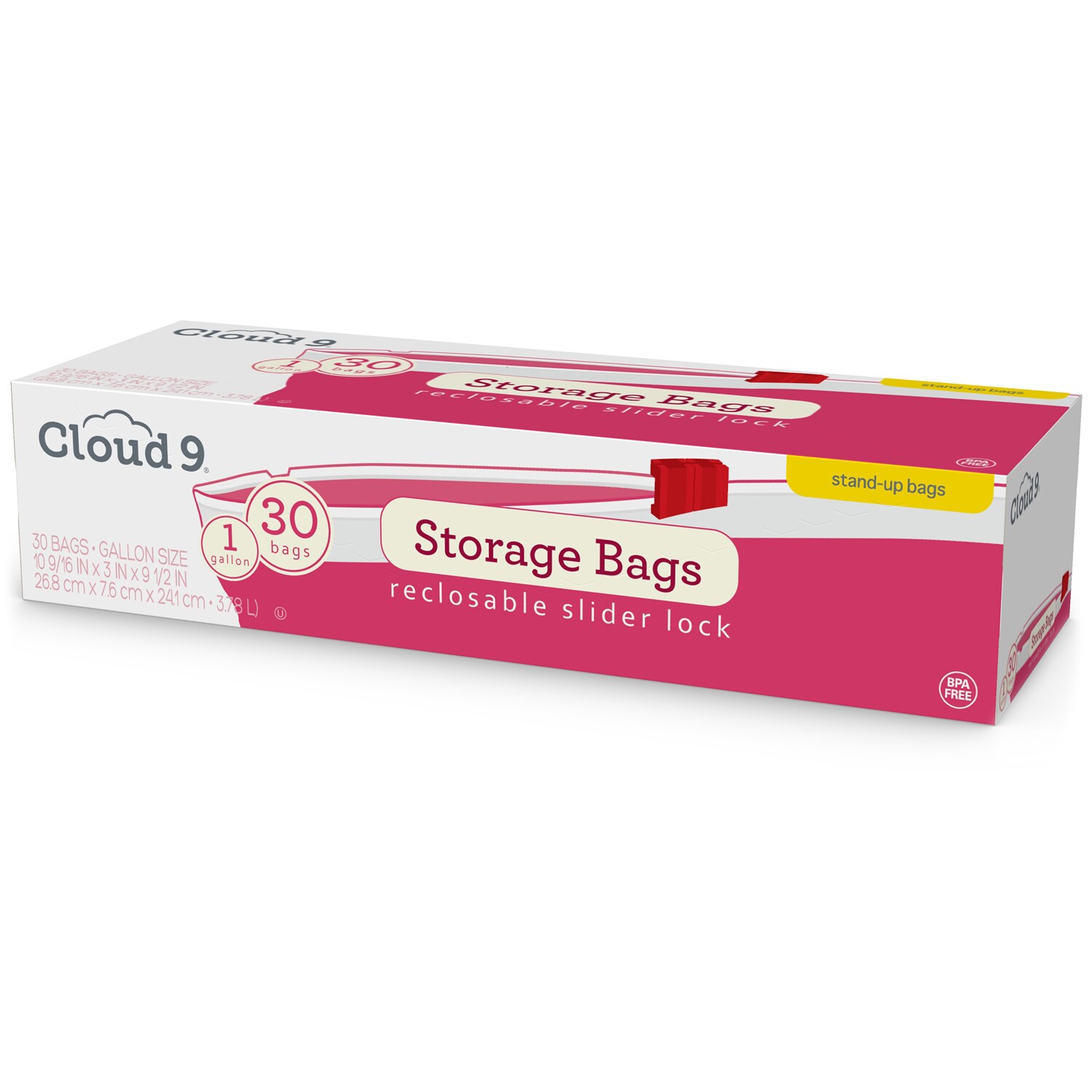 Cloud 9 Slider Storage Bags, 1 Gallon
