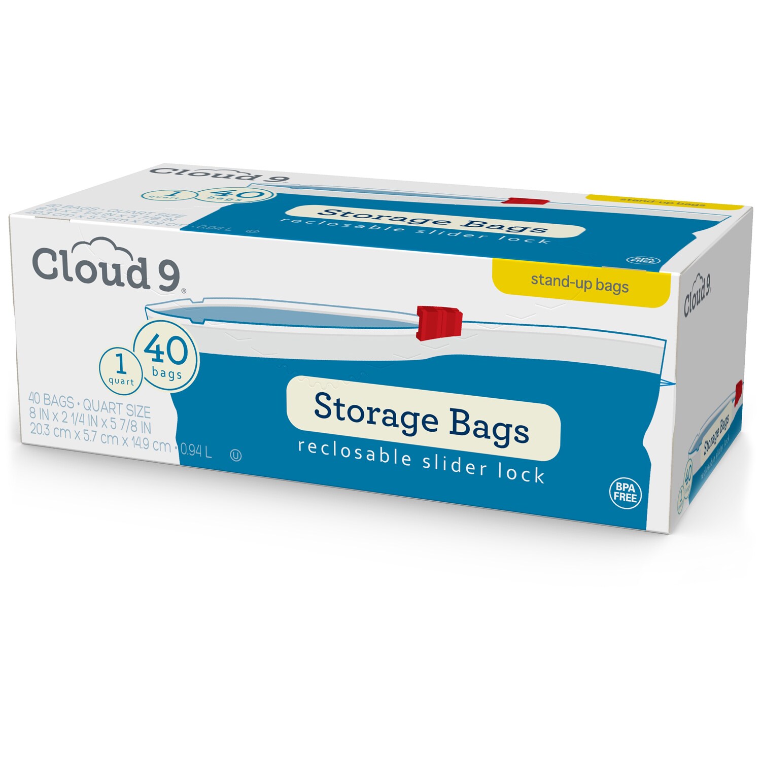 Cloud 9 Slider Storage Bags, 1 Quart