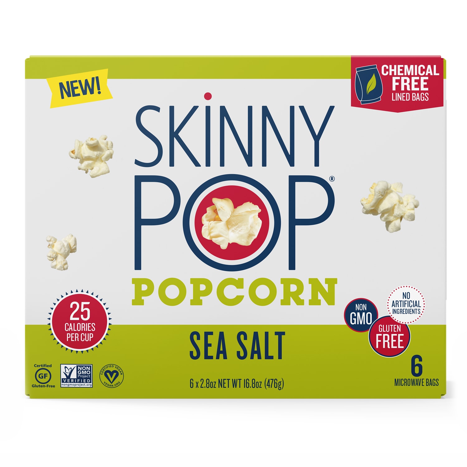 SkinnyPop Microwave Popcorn, Sea Salt