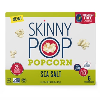 SkinnyPop Microwave Popcorn, Sea Salt