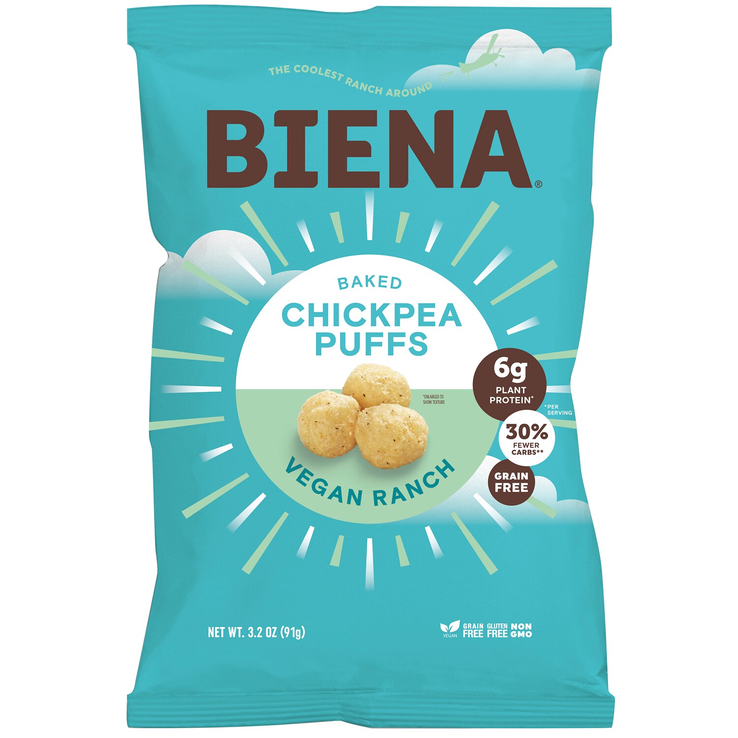 Biena Baked Chickpea Puffs, Vegan Ranch
