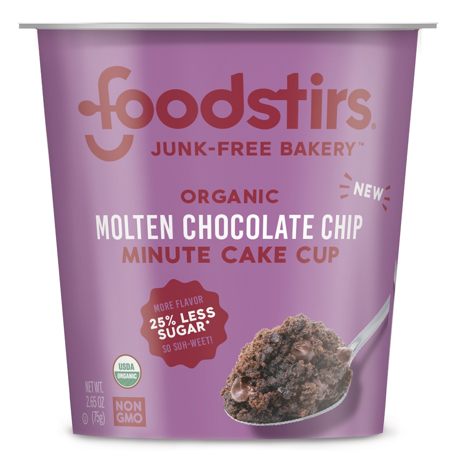 Foodstirs Junk-Free Bakery Organic Minute Cake Cup, Molten Chocolate Chip 
