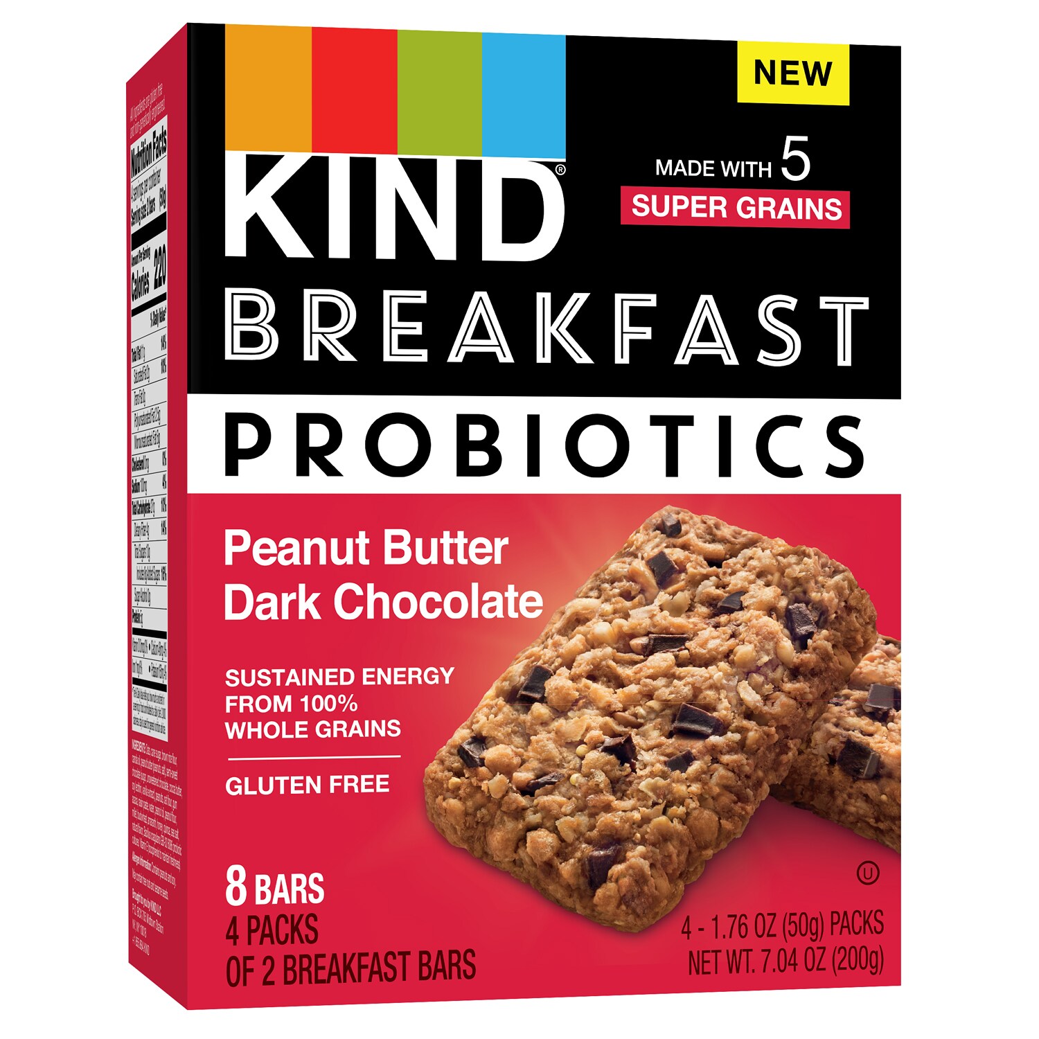 KIND Breakfast Probiotics Bars, Peanut Butter Dark Chocolate