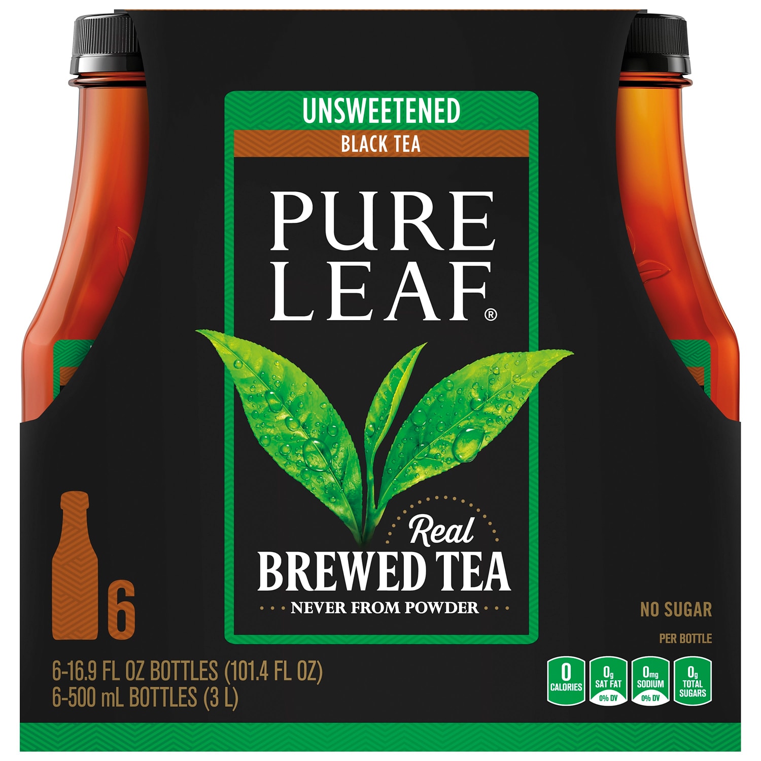 Pure Leaf Iced Tea, Unsweetened Black, Plastic Bottles