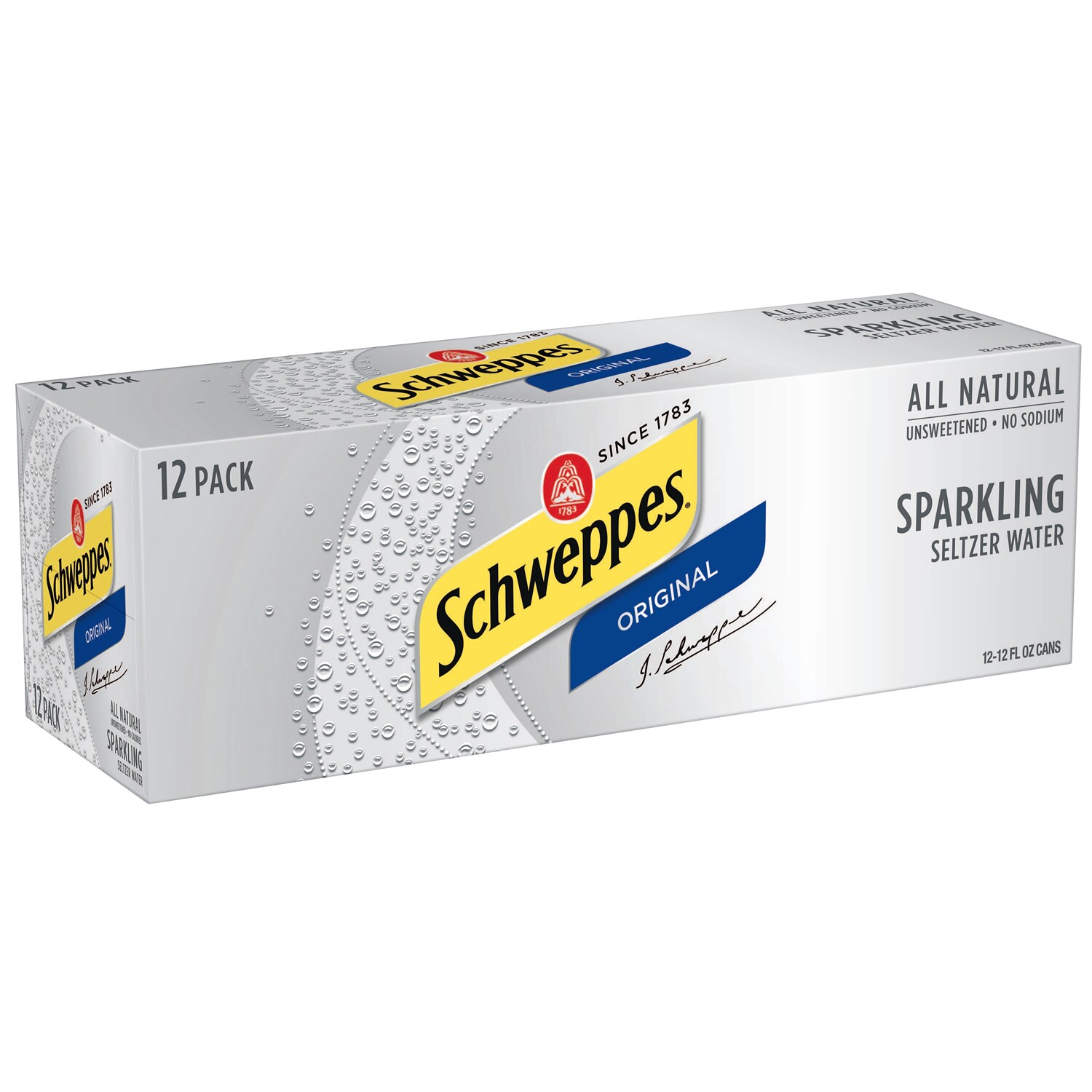 Schweppes Sparkling Seltzer Water, Original, Cans