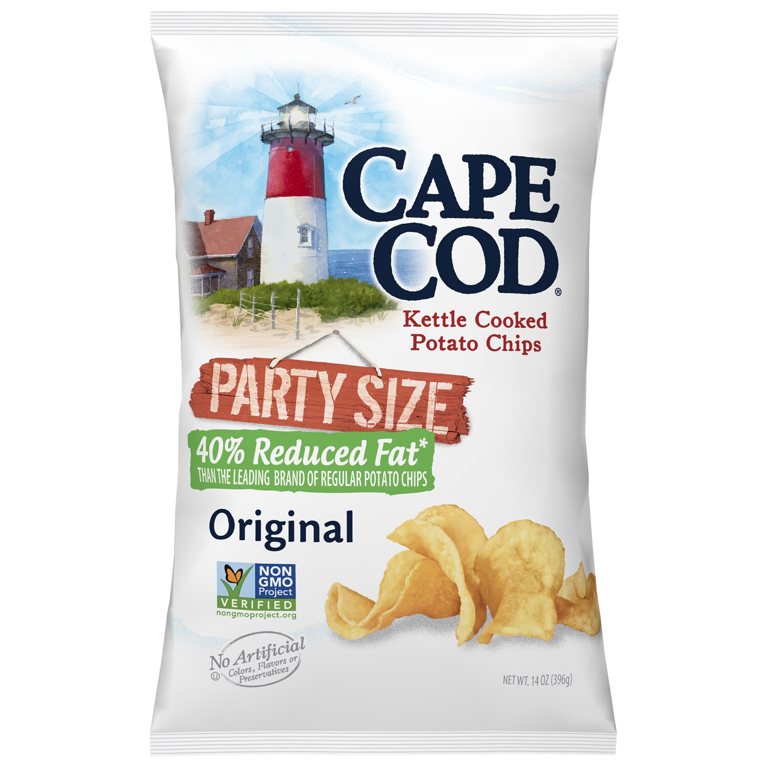 Cape Cod 40% Reduced Fat Kettle Cooked Potato Chips, Original, Party Size