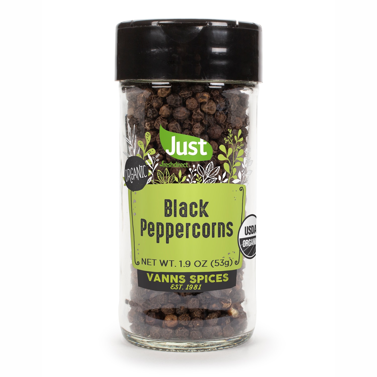 Just FreshDirect Organic Black Peppercorns, Refill