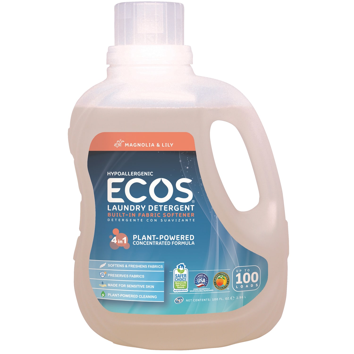 ECOS Hypoallergenic Laundry Detergent, Magnolia & Lily