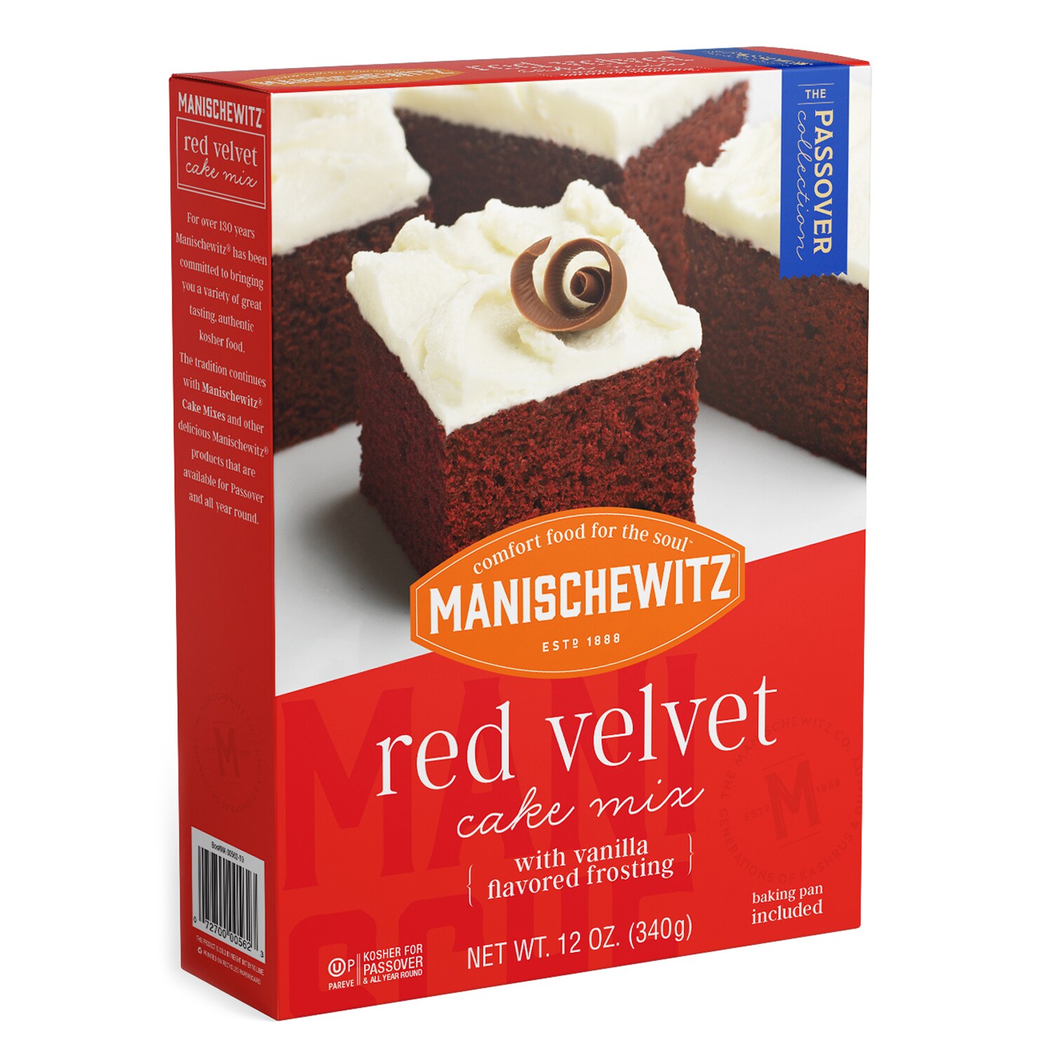 Manischewitz Cake Mix, Red Velvet with Vanilla Flavored Frosting