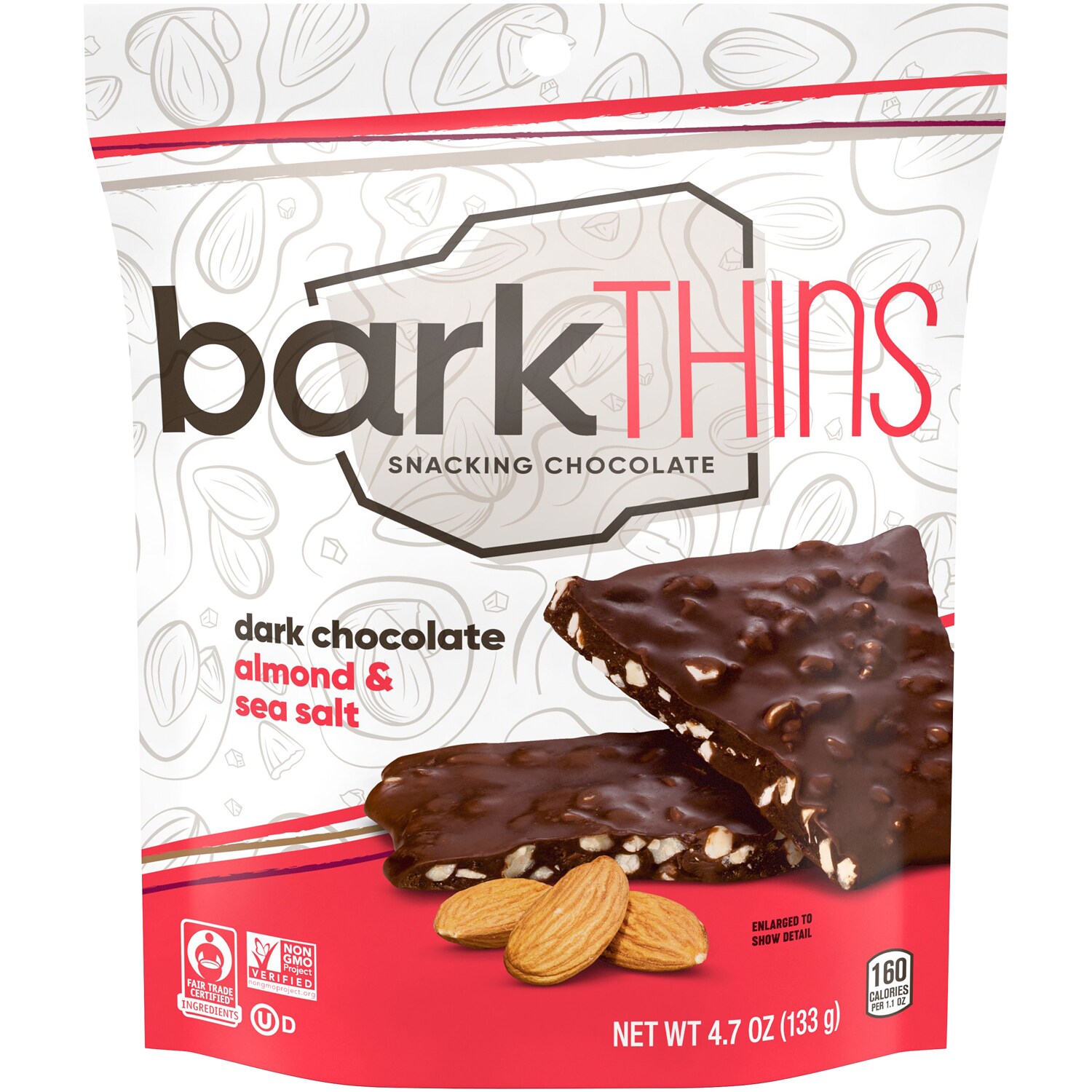 Barkthins Snacking Chocolate, Dark Chocolate Almond & Sea Salt