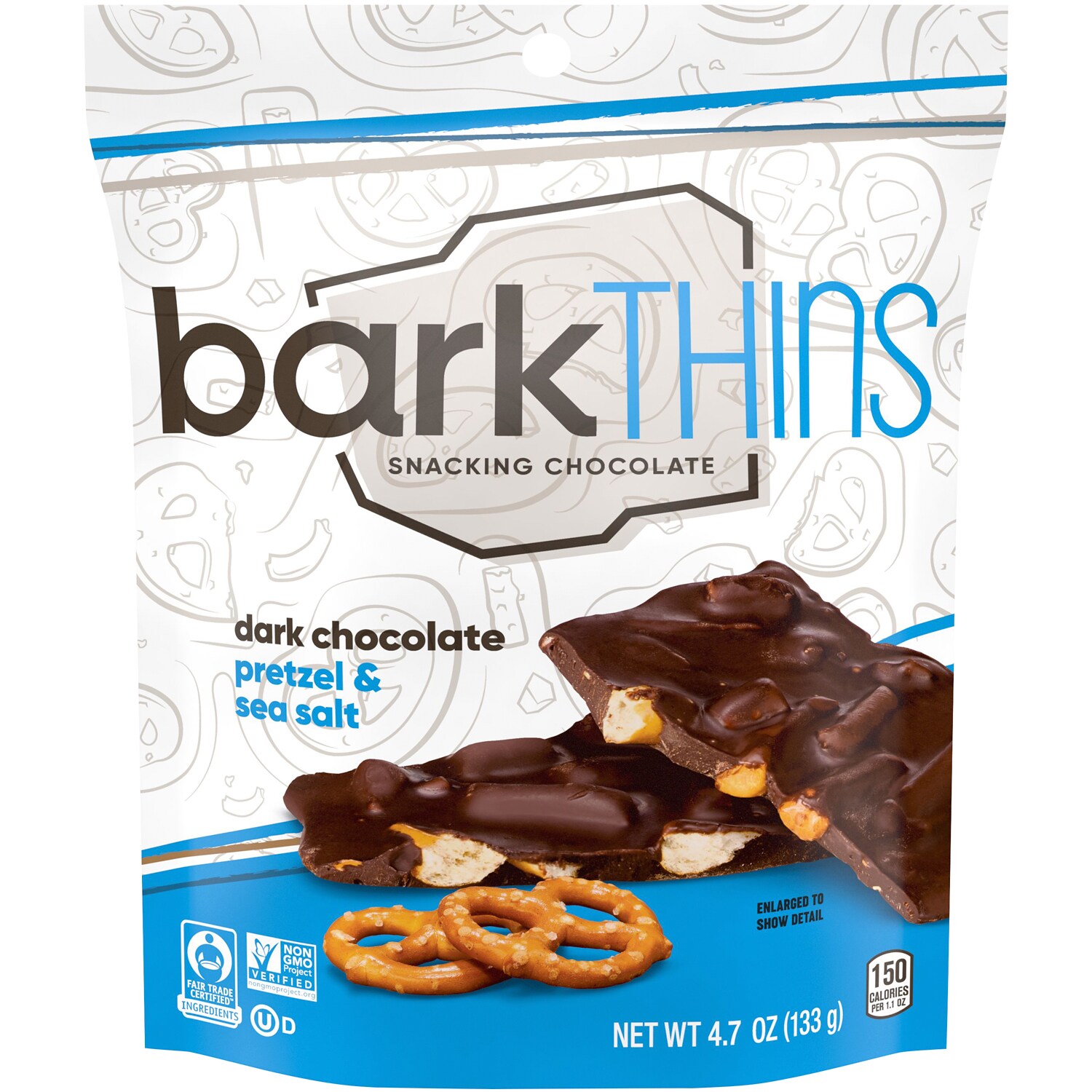 Barkthins Snacking Chocolate, Dark Chocolate Pretzel & Sea Salt