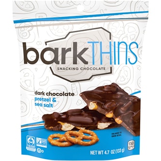 Barkthins Snacking Chocolate, Dark Chocolate Pretzel & Sea Salt
