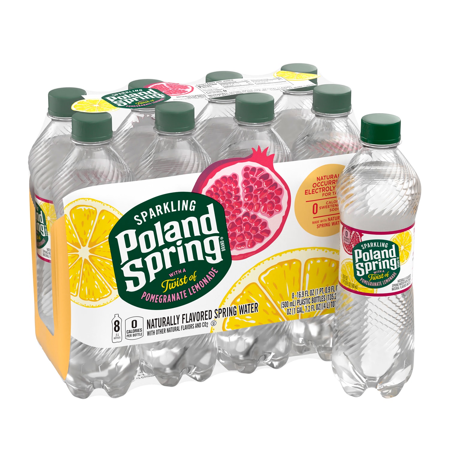 Poland Spring Sparkling Natural Spring Water, Pomegranate Lemonade, Plastic Bottles