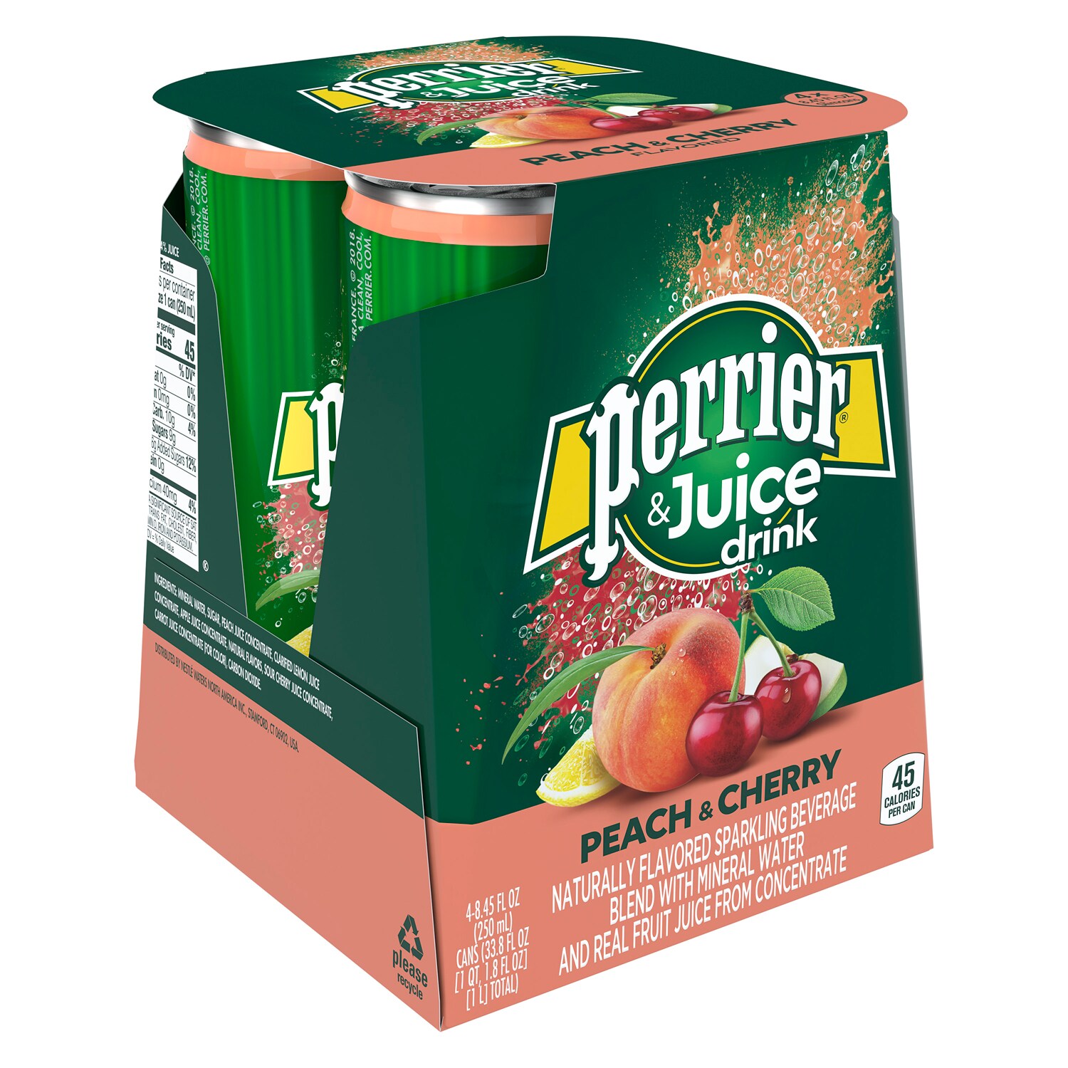 Perrier Perrier & Juice Drink, Peach & Cherry, Cans