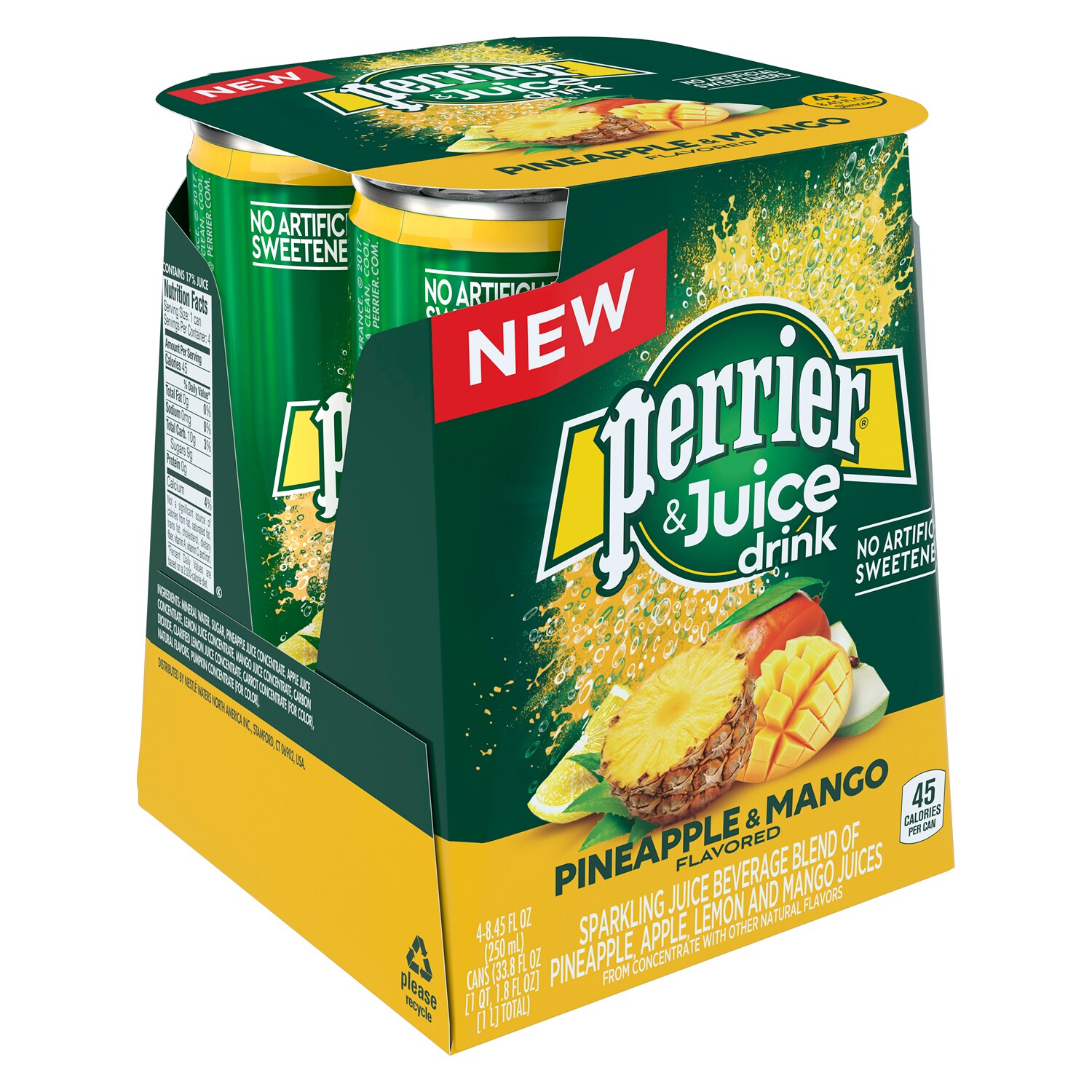 Perrier Perrier & Juice Drink, Pineapple & Mango, Cans