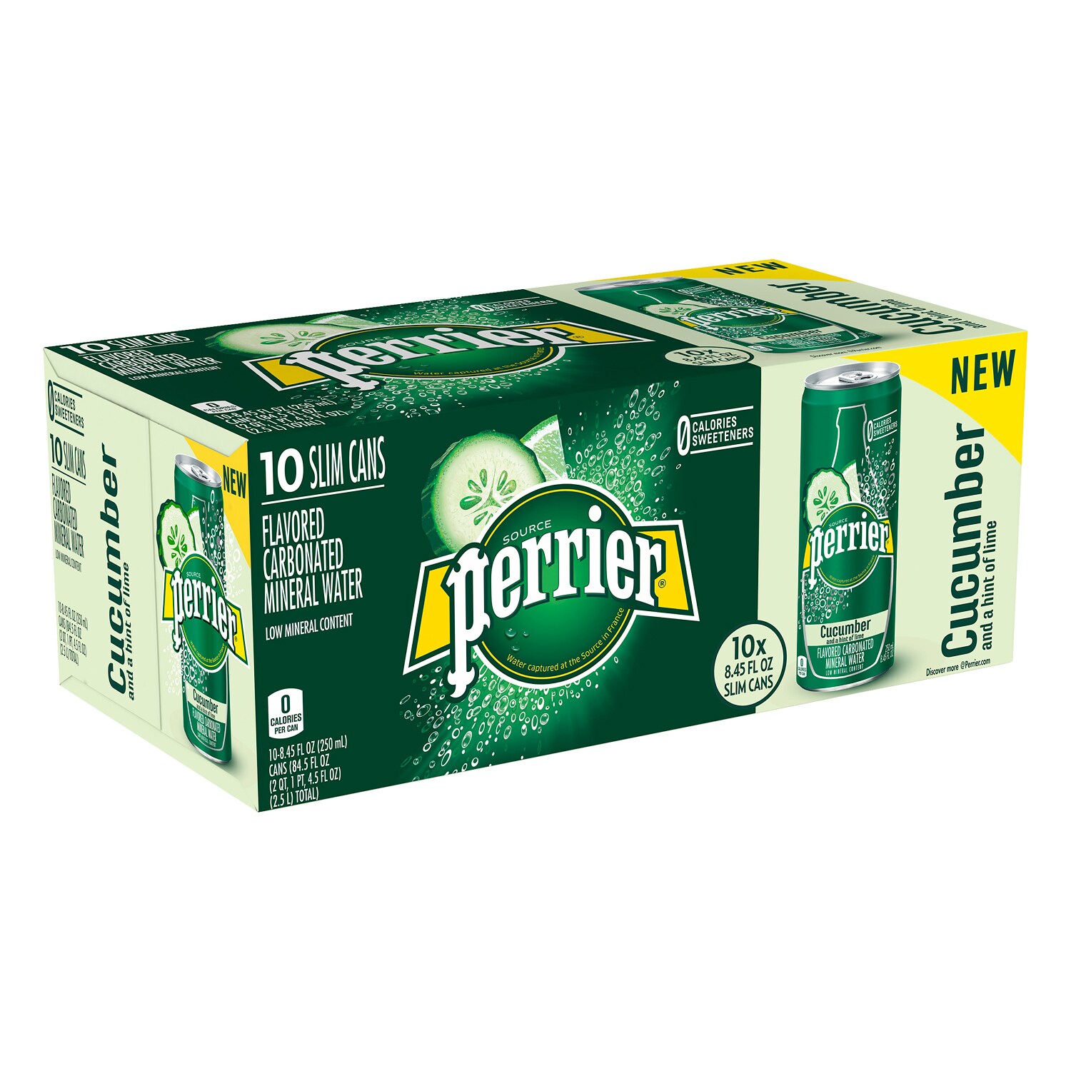 Perrier Flavored Carbonated Mineral Water, Cucumber and a Hint of Lime, Cans