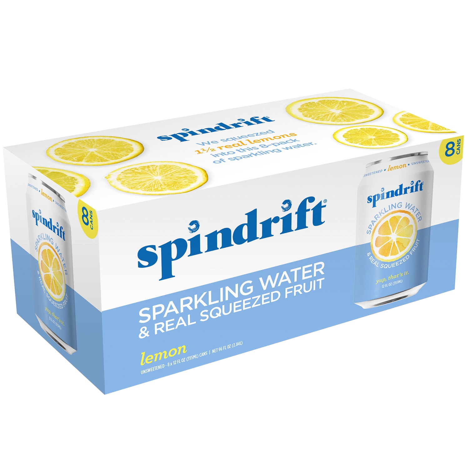 Spindrift Sparkling Water, Lemon, Cans