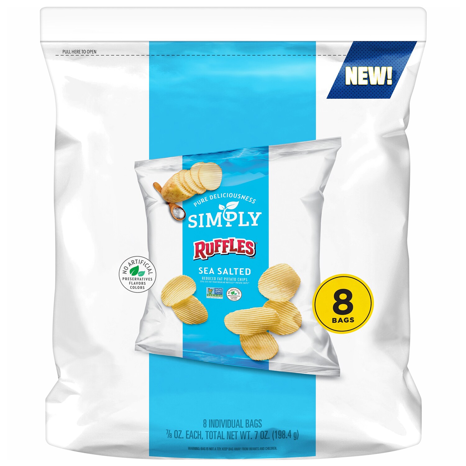 Ruffles Simply Reduced Fat Potato Chips Multipack, Sea Salted