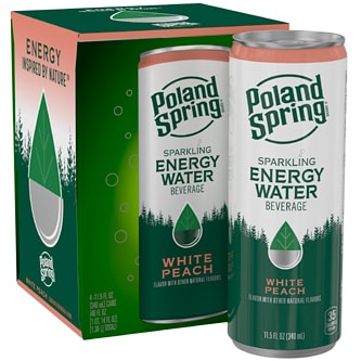 Poland Spring Sparkling Energy Water, White Peach, 4ct ...