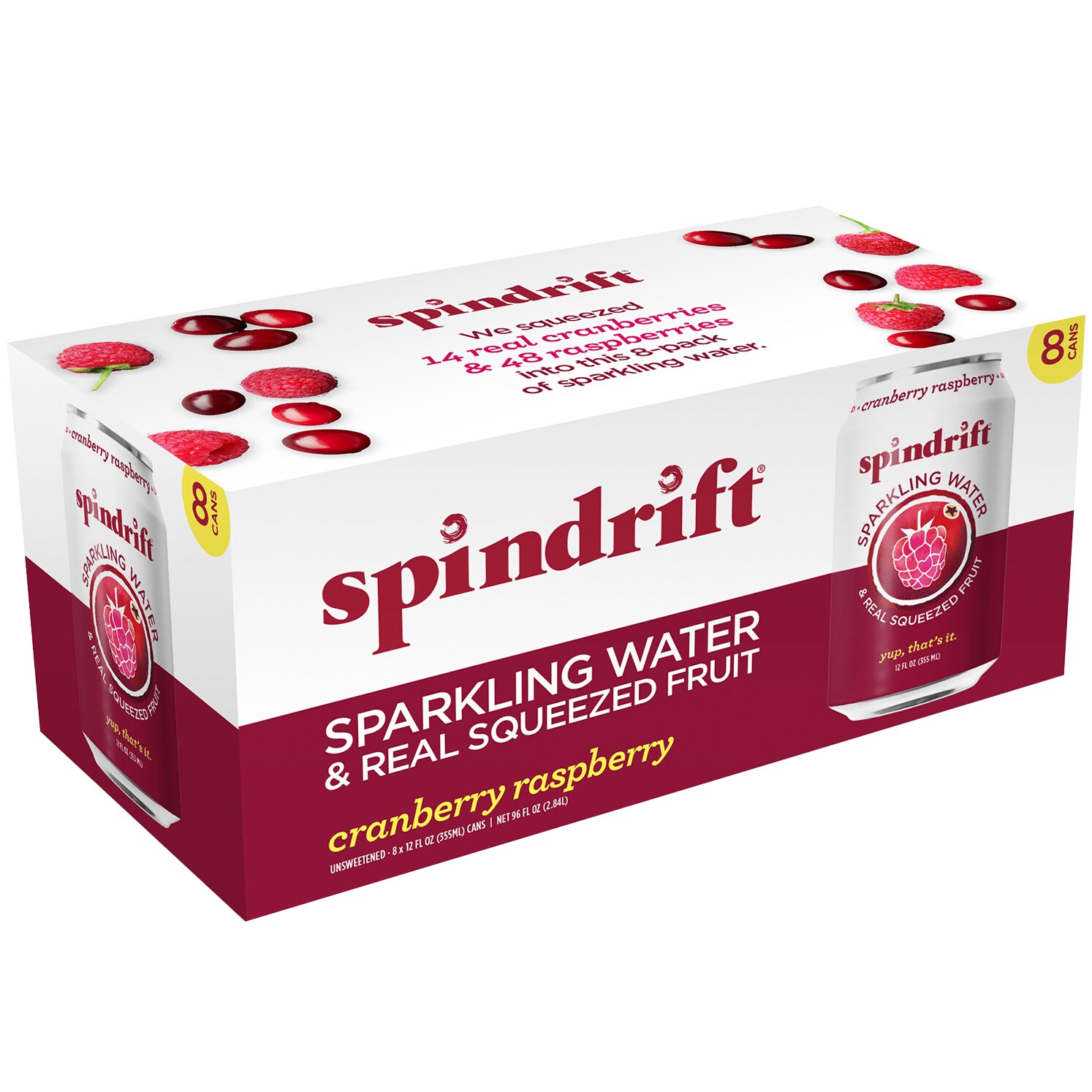Spindrift Sparkling Water, Cranberry Raspberry, Cans
