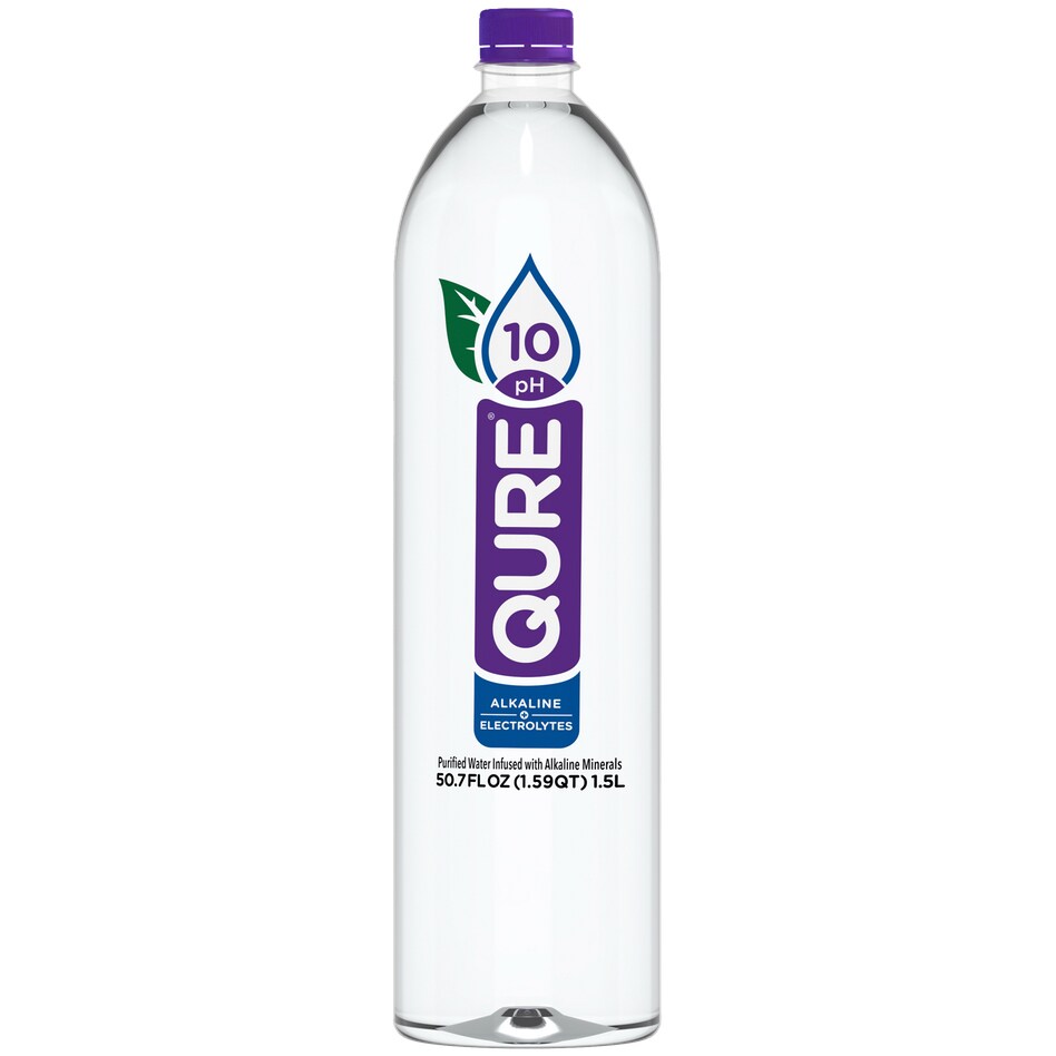 Qure Purified Water Infused with Alkaline Minerals, Plastic Bottle