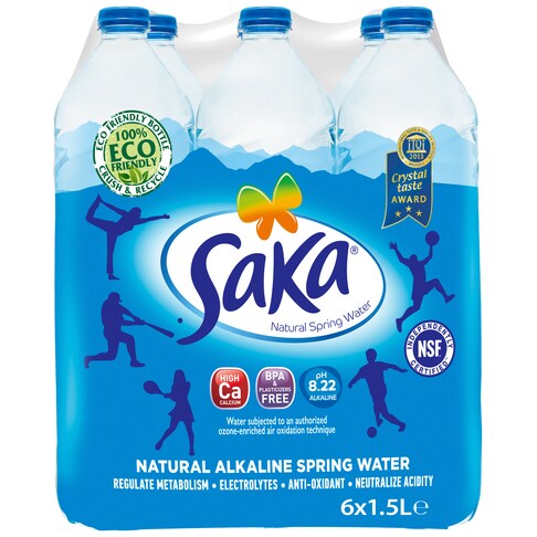 Saka Natural Alkaline Spring Water, Plastic Bottles