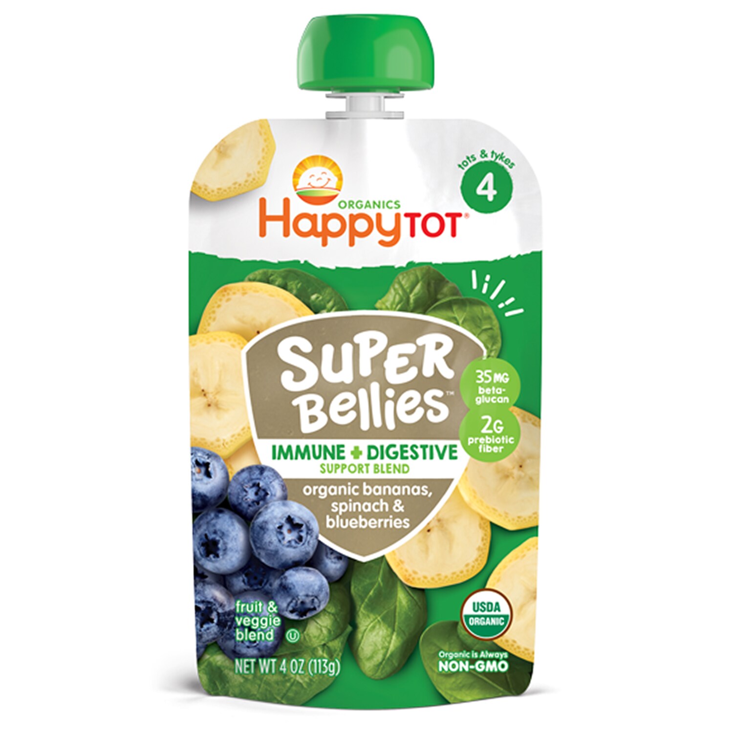Happy Family Happy Tot Super Bellies, Bananas, Spinach & Blueberries