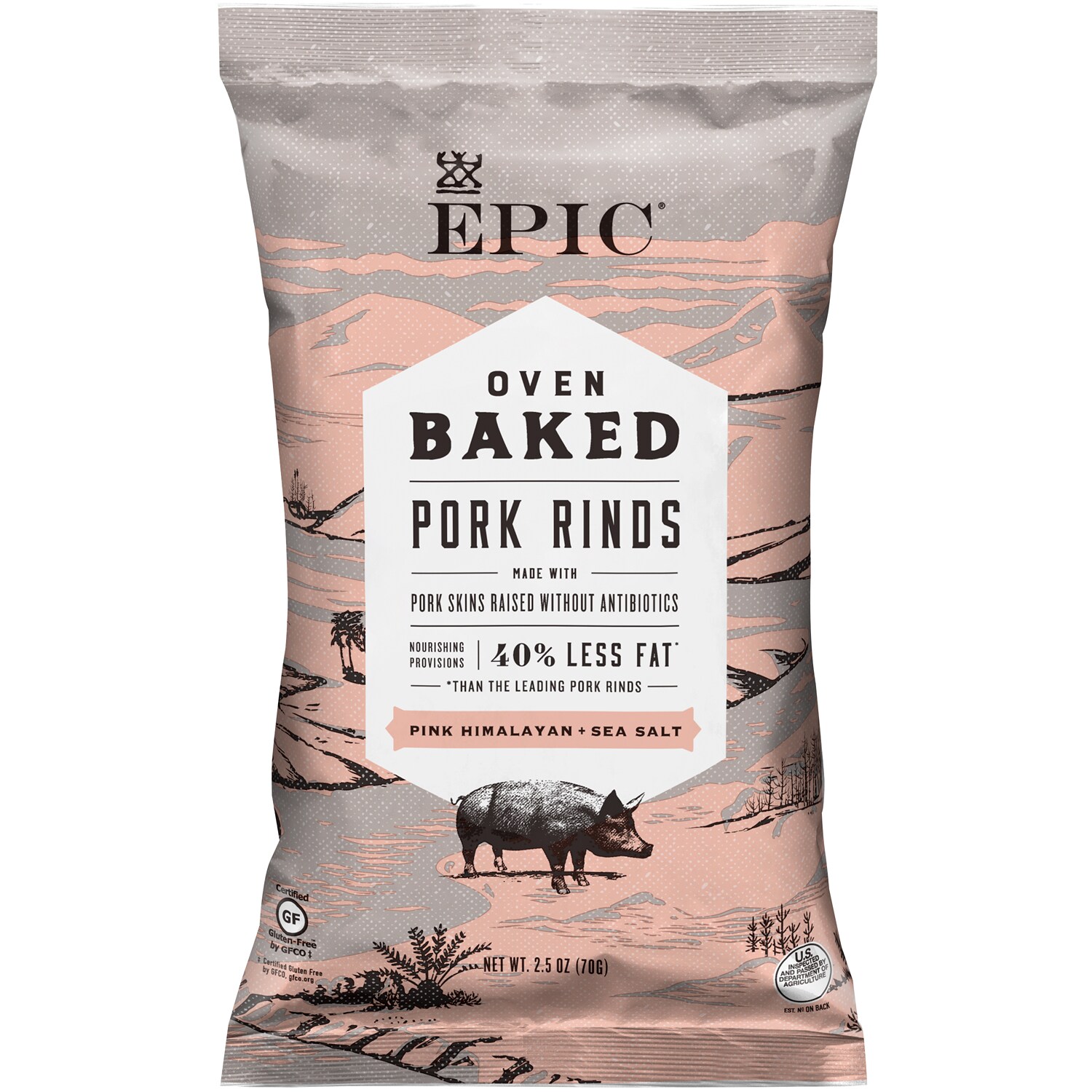 Epic Oven Baked Pork Rinds, Pink Himalayan + Sea Salt