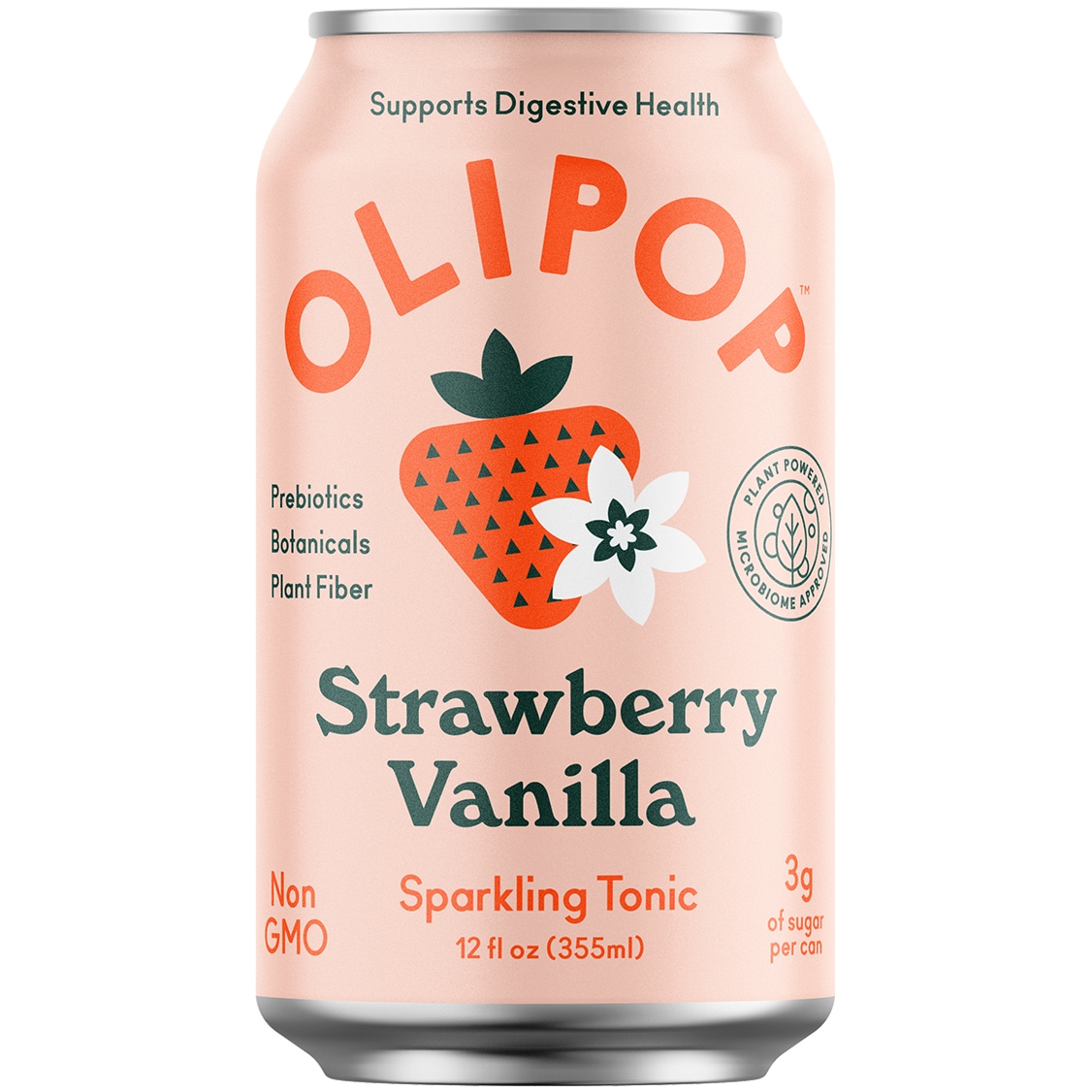 OLIPOP 9g Fiber Prebiotic Soda, Strawberry Vanilla, Can