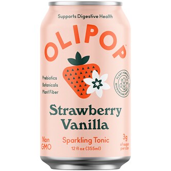 OLIPOP 9g Fiber Prebiotic Soda, Strawberry Vanilla, Can