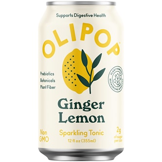 OLIPOP 9g Fiber Prebiotic Soda, Ginger Lemon, Can