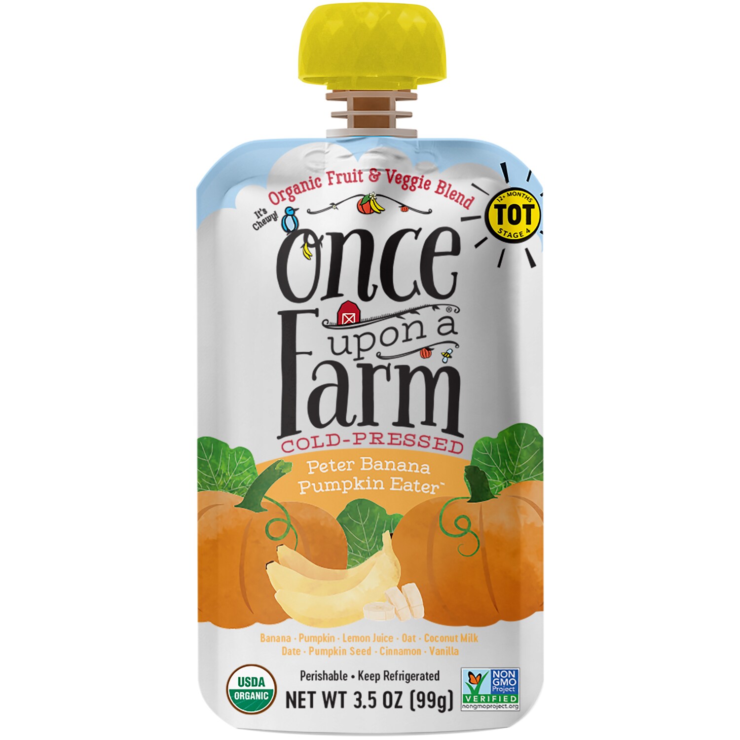 Once Upon a Farm Stage 4 Tot Organic Fruit & Veggie Blend, Peter Banana Pumpkin Eater