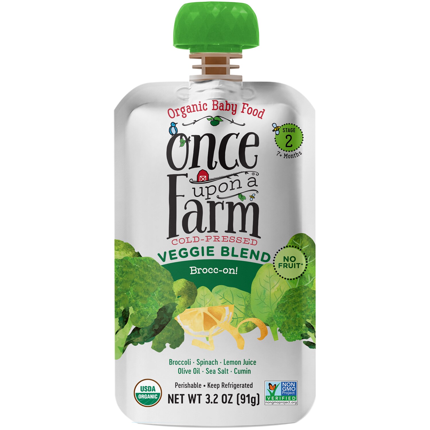 Once Upon a Farm Stage 2 Organic Baby Food, Brocc-On!