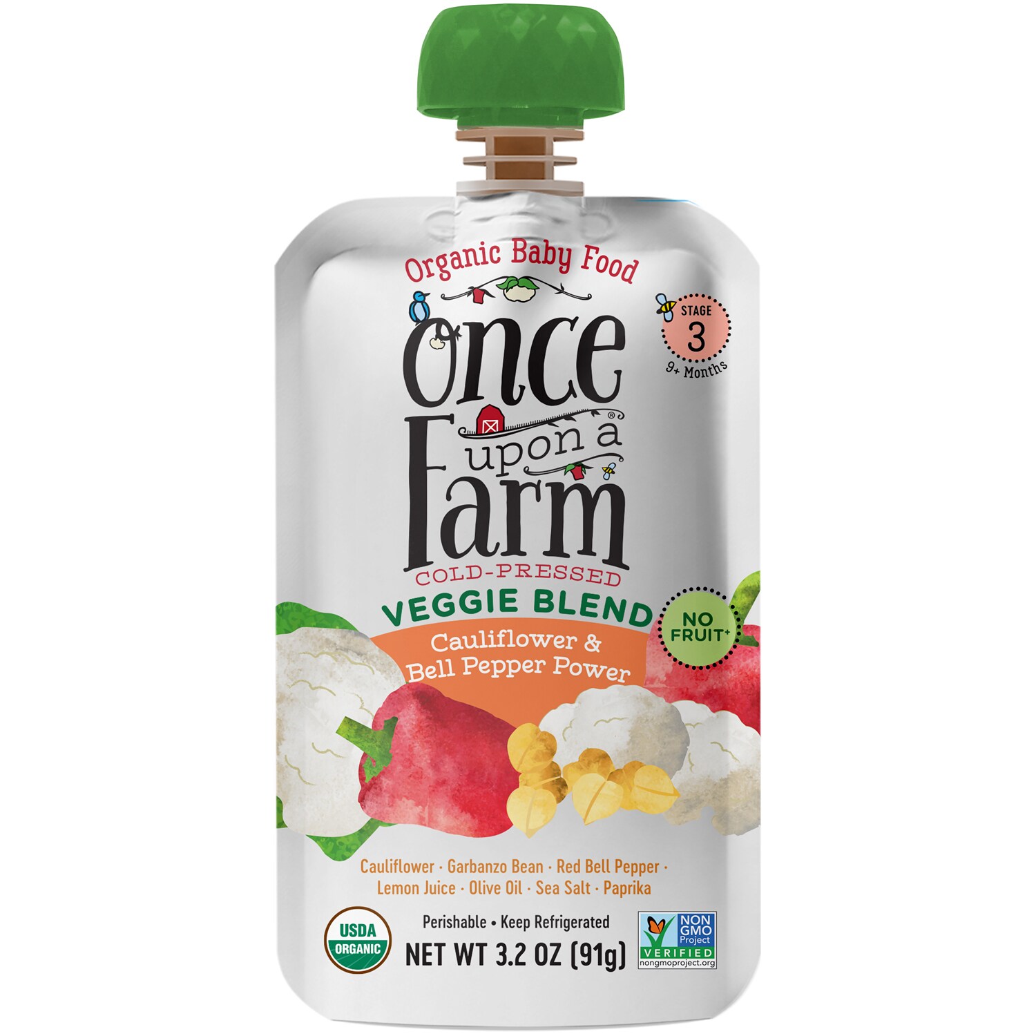 Once Upon a Farm Stage 3 Organic Baby Food, Cauliflower & Bell Pepper Power