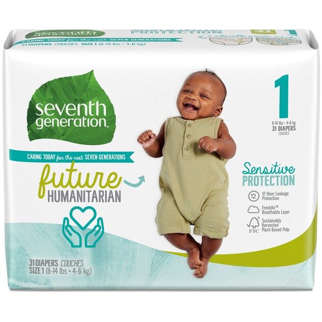 Seventh Generation Sensitive Protection Diapers, Size 1, 8-14lb