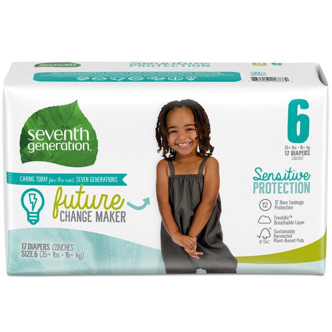 Seventh Generation Sensitive Protection Diapers, Size 6, 35lb+ 