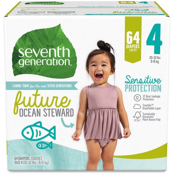 Seventh Generation Sensitive Protection Diapers, Size 4, 20-32lb