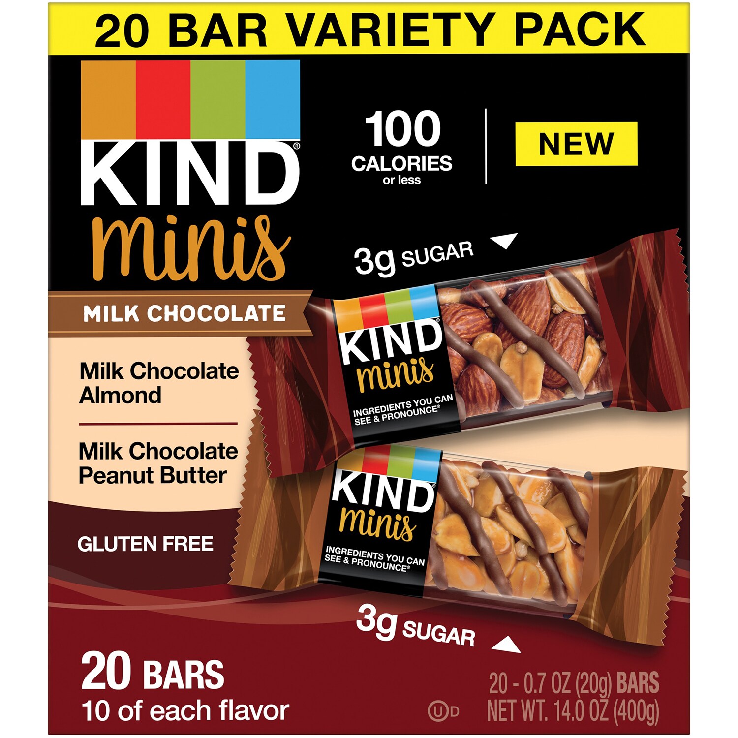 KIND Minis Variety Pack, Milk Chocolate Almond & Milk Chocolate Peanut Butter