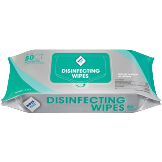 WipesPlus Disinfecting Surface Wipes, Lemon Scent