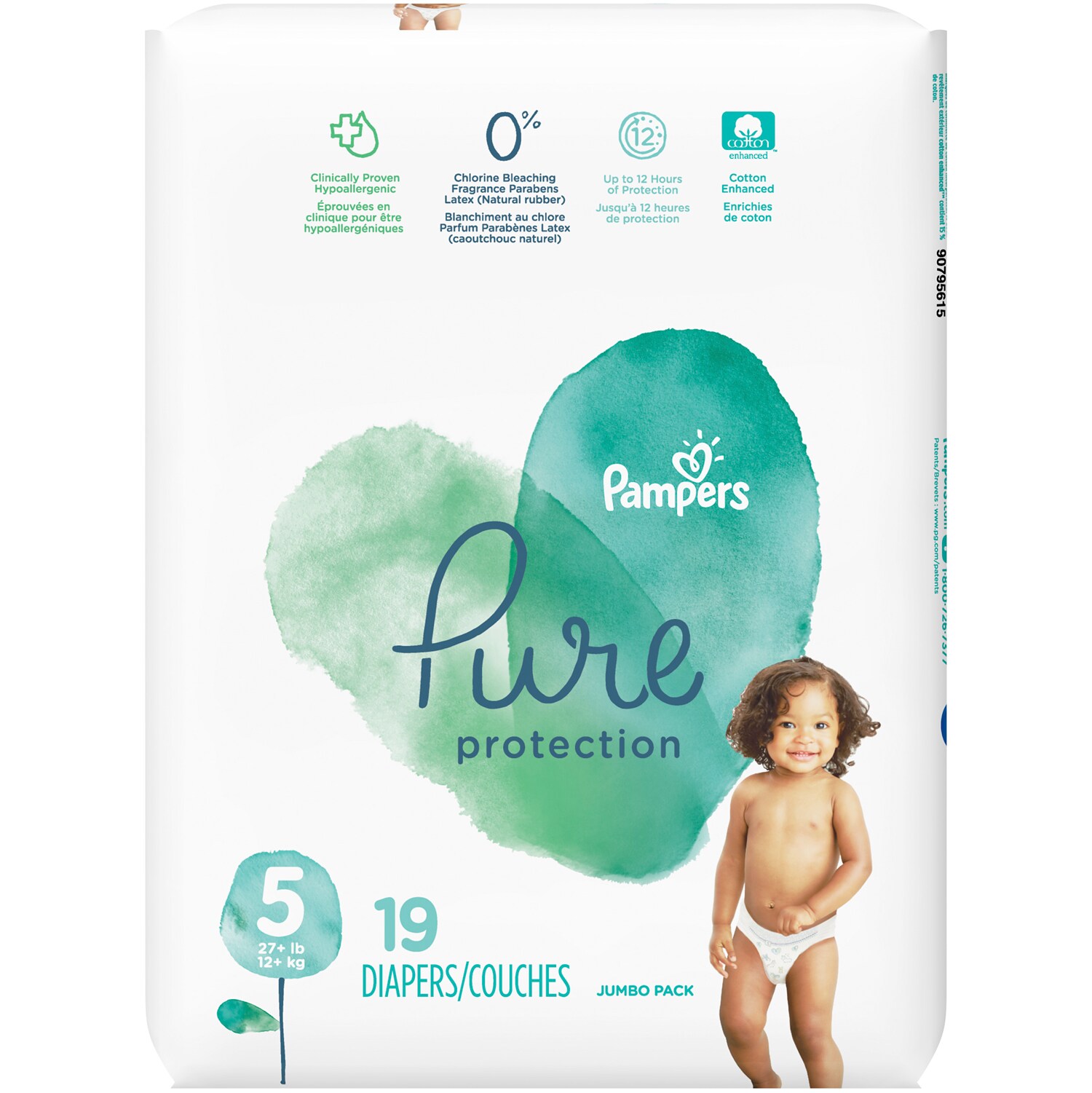 Pampers Pure Protection Diapers, Size 5, 27lb+